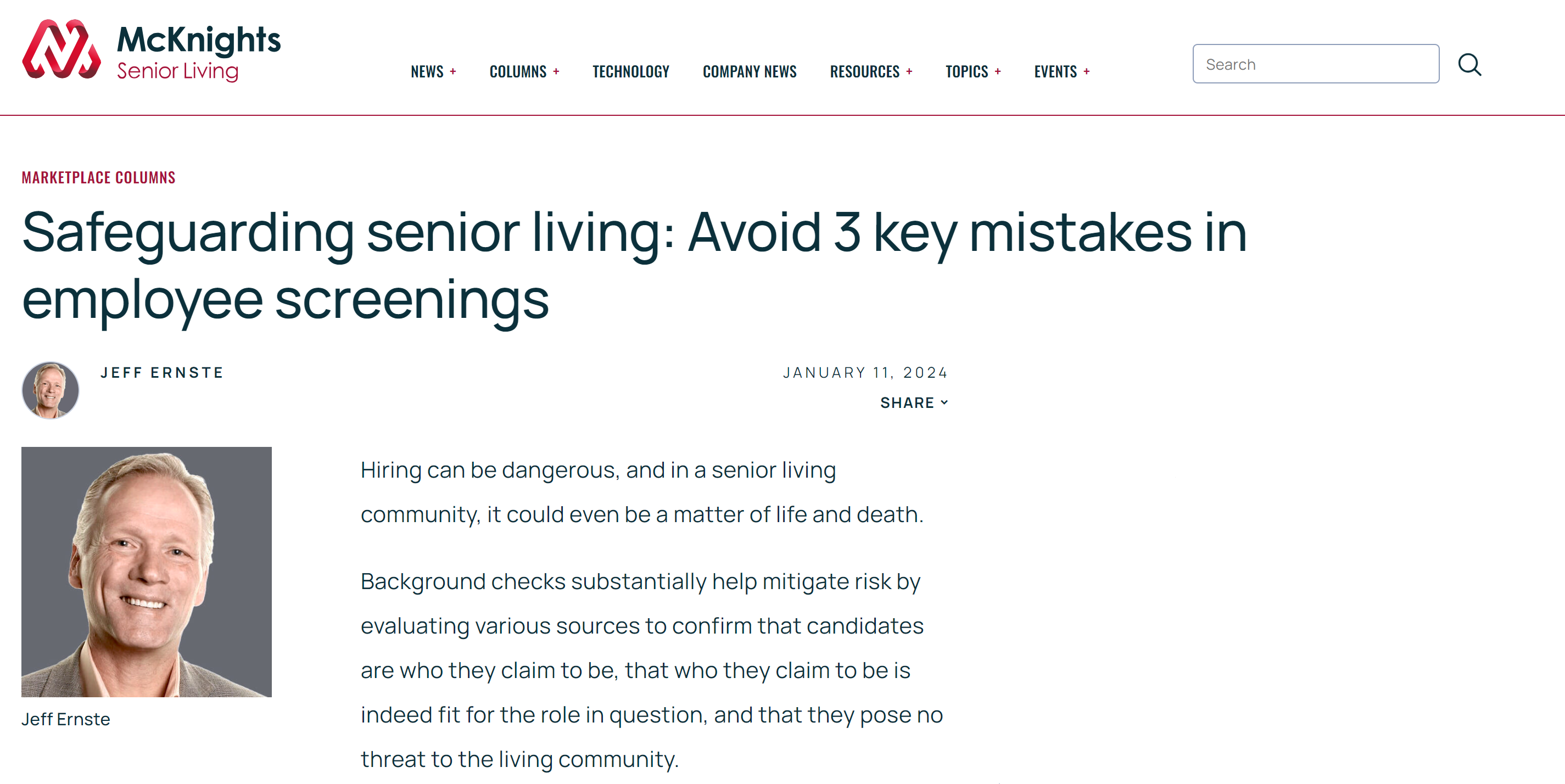 Safeguarding senior living